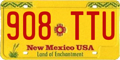 NM license plate 908TTU