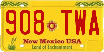 NM license plate 908TWA