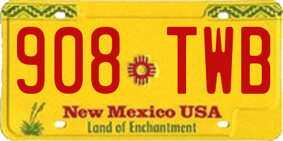 NM license plate 908TWB