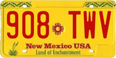 NM license plate 908TWV