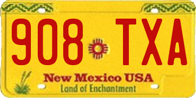 NM license plate 908TXA