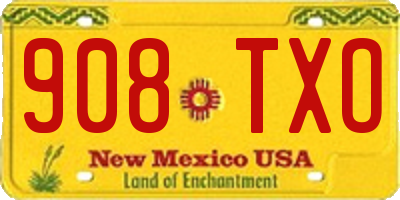 NM license plate 908TXO