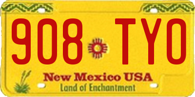 NM license plate 908TYO