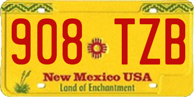 NM license plate 908TZB