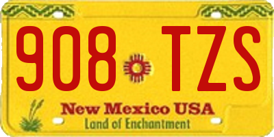 NM license plate 908TZS