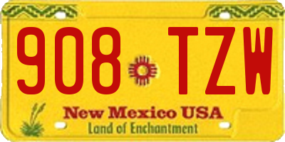 NM license plate 908TZW