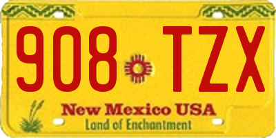 NM license plate 908TZX