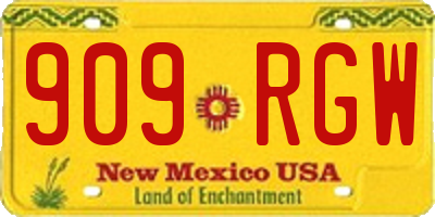 NM license plate 909RGW