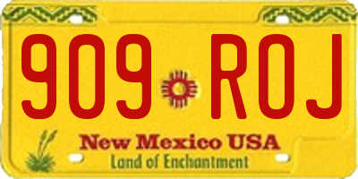 NM license plate 909ROJ