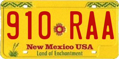 NM license plate 910RAA