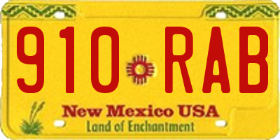 NM license plate 910RAB