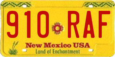 NM license plate 910RAF