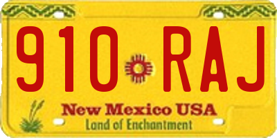 NM license plate 910RAJ