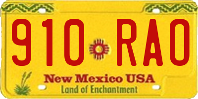 NM license plate 910RAO