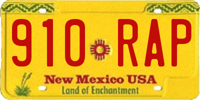 NM license plate 910RAP
