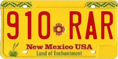 NM license plate 910RAR