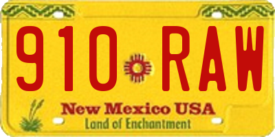 NM license plate 910RAW