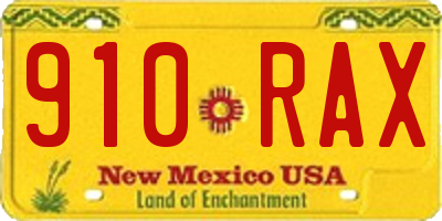 NM license plate 910RAX