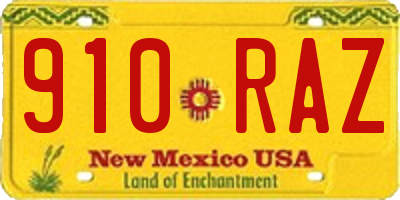 NM license plate 910RAZ