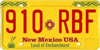 NM license plate 910RBF