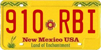 NM license plate 910RBI
