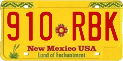 NM license plate 910RBK