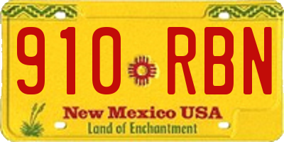 NM license plate 910RBN