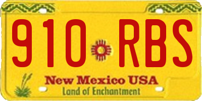 NM license plate 910RBS