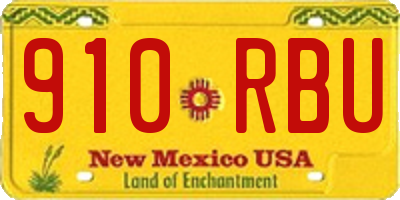 NM license plate 910RBU