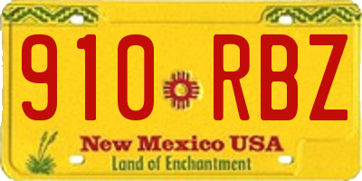 NM license plate 910RBZ