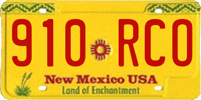 NM license plate 910RCO