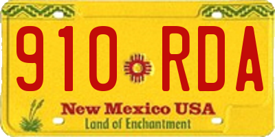 NM license plate 910RDA