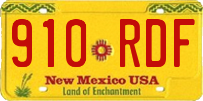 NM license plate 910RDF