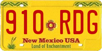 NM license plate 910RDG