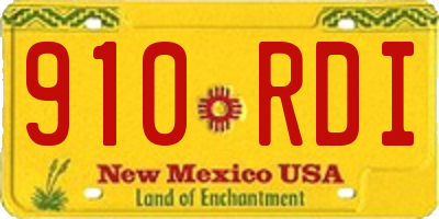NM license plate 910RDI