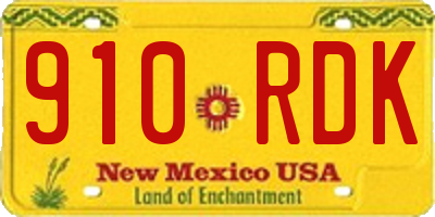 NM license plate 910RDK