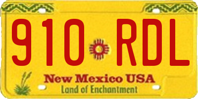 NM license plate 910RDL