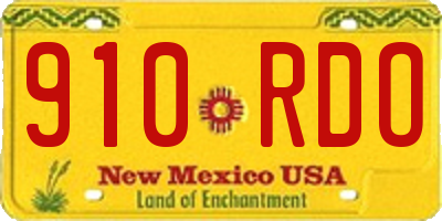 NM license plate 910RDO