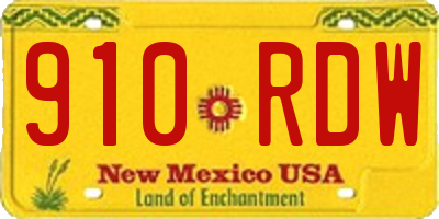 NM license plate 910RDW