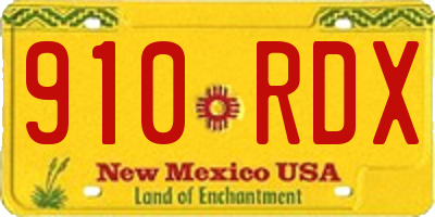 NM license plate 910RDX