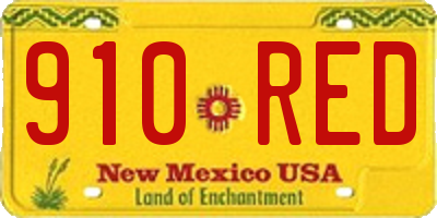 NM license plate 910RED