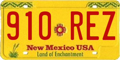 NM license plate 910REZ