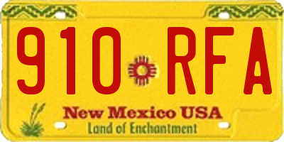 NM license plate 910RFA