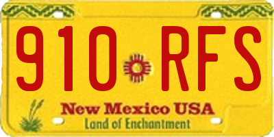 NM license plate 910RFS