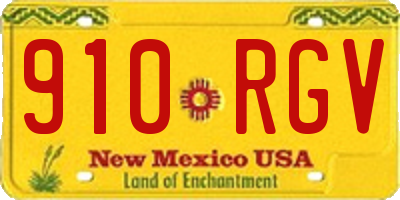 NM license plate 910RGV