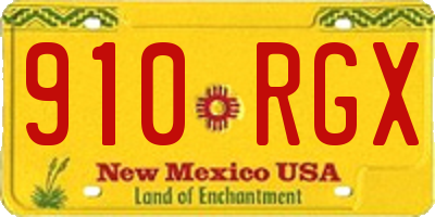 NM license plate 910RGX