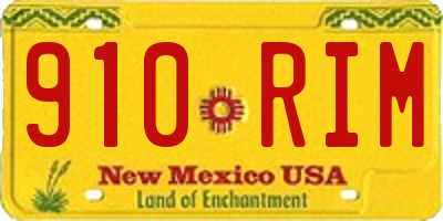 NM license plate 910RIM