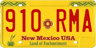 NM license plate 910RMA
