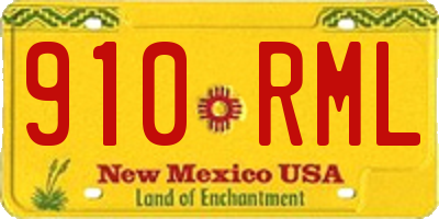 NM license plate 910RML