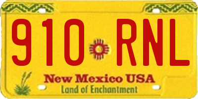 NM license plate 910RNL